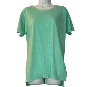 Pilcro Oversized Tee Shirt Green Cotton Slub Crew Neck High Low Hem Size XS